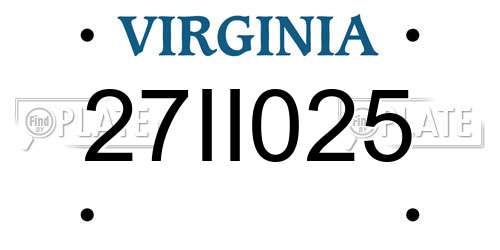 27II025 Virginia License Plate