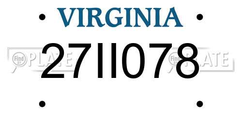 27II078 Virginia License Plate