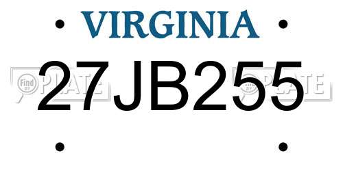 27JB255 Virginia License Plate