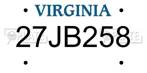 27JB258 Virginia License Plate