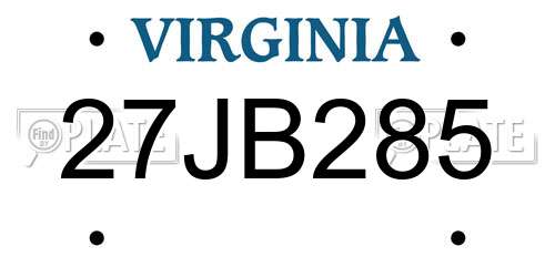 27JB285 Virginia License Plate