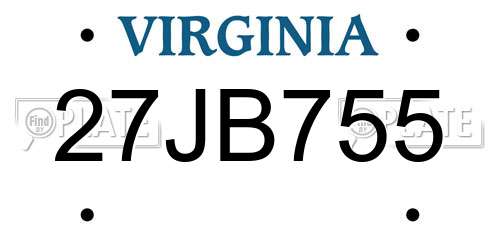 27JB755 Virginia License Plate