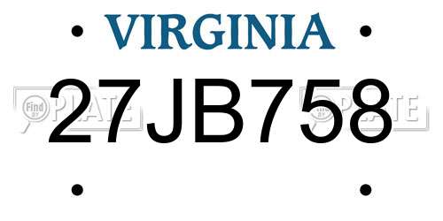 27JB758 Virginia License Plate