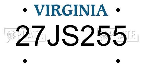 27JS255 Virginia License Plate