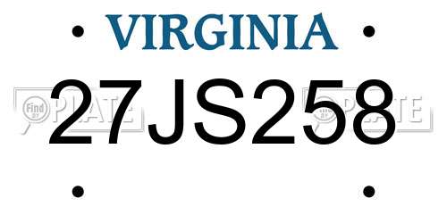 27JS258 Virginia License Plate