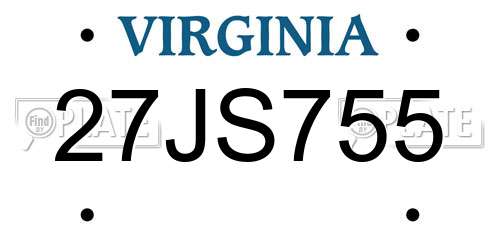 27JS755 Virginia License Plate