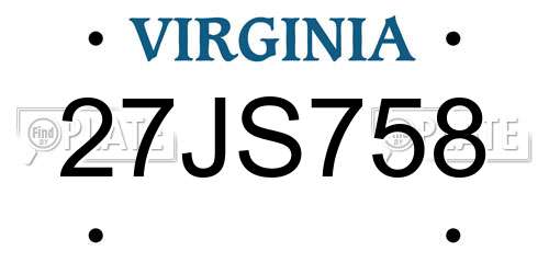 27JS758 Virginia License Plate