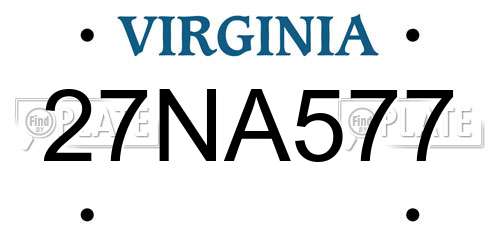 27NA577 Virginia License Plate