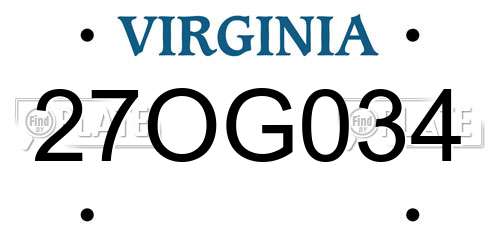 27OG034 Virginia License Plate