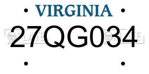27QG034 Virginia License Plate