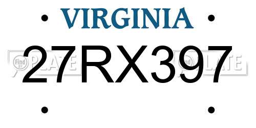 27RX397 Virginia License Plate
