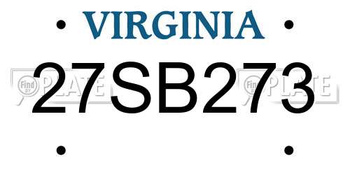 27SB273 Virginia License Plate