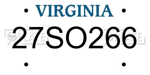 27SO266 Virginia License Plate