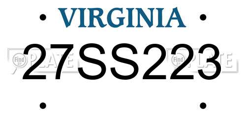 27SS223 Virginia License Plate