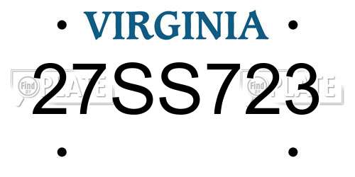 27SS723 Virginia License Plate