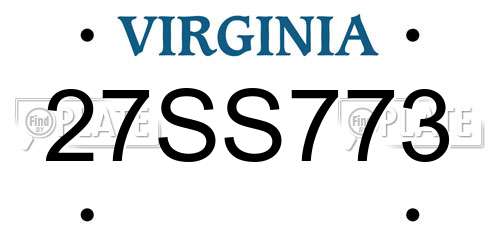 27SS773 Virginia License Plate