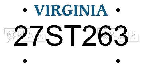 27ST263 Virginia License Plate