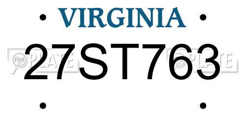 27ST763 Virginia License Plate