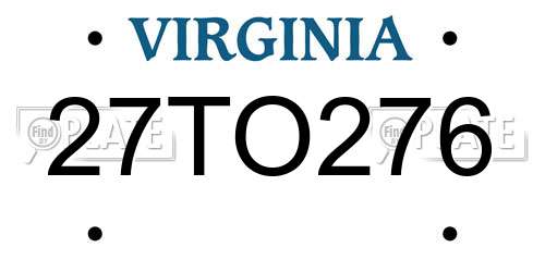 27TO276 Virginia License Plate