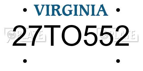 27TO552 Virginia License Plate