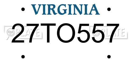 27TO557 Virginia License Plate