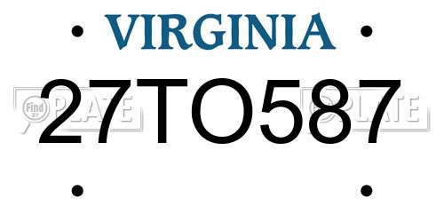 27TO587 Virginia License Plate