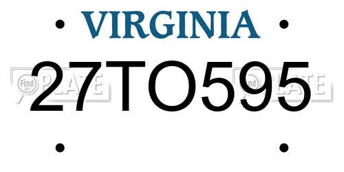 27TO595 Virginia License Plate