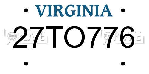 27TO776 Virginia License Plate