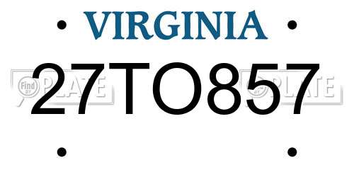 27TO857 Virginia License Plate