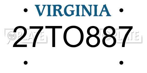 27TO887 Virginia License Plate
