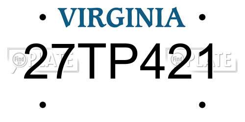 27TP421 Virginia License Plate