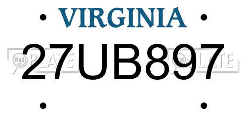 27UB897 Virginia License Plate