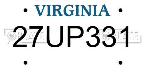 27UP331 Virginia License Plate
