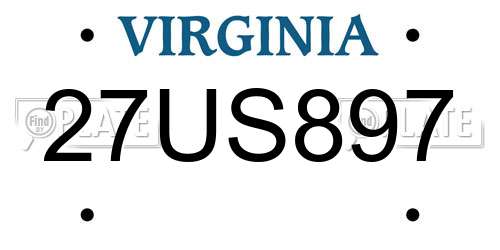 27US897 Virginia License Plate