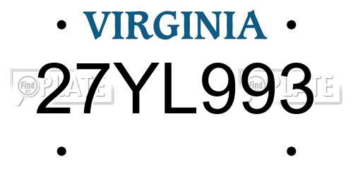 27YL993 Virginia License Plate