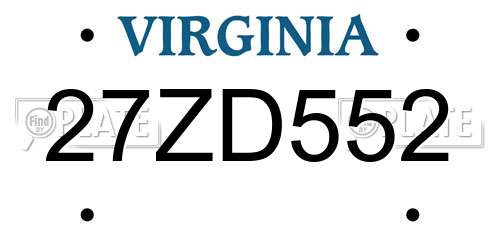 27ZD552 Virginia License Plate