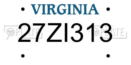 27ZI313 Virginia License Plate