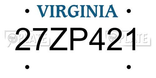 27ZP421 Virginia License Plate
