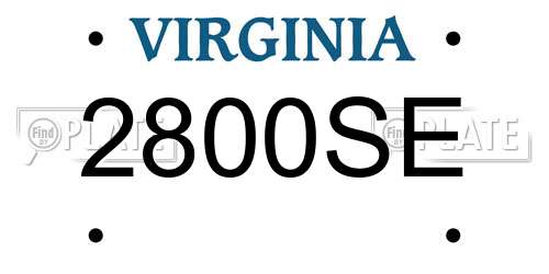 2800SE Virginia License Plate