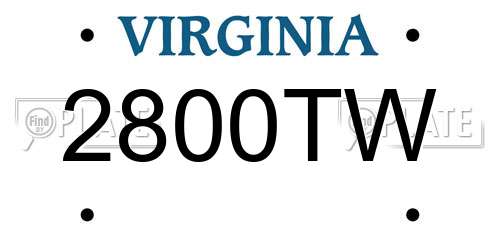 2800TW Virginia License Plate