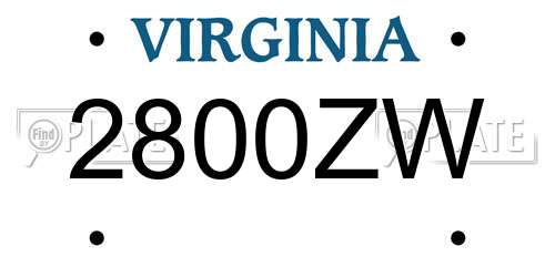 2800ZW Virginia License Plate