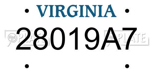 28019A7 Virginia License Plate