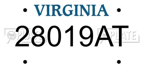 28019AT Virginia License Plate