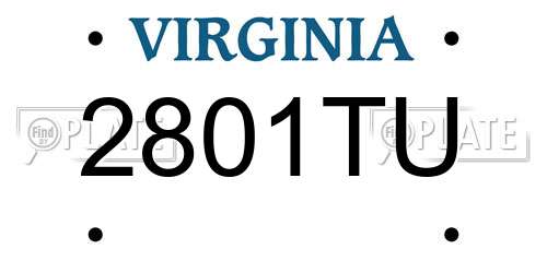 2801TU Virginia License Plate