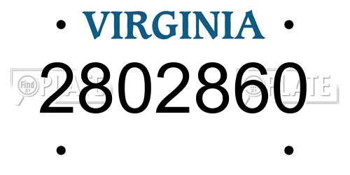 2802860 Virginia License Plate