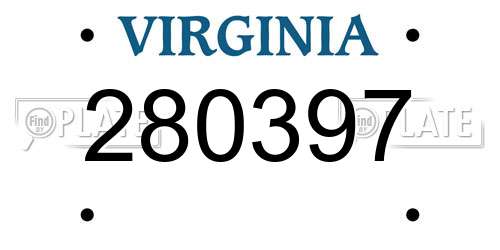 280397 Virginia License Plate