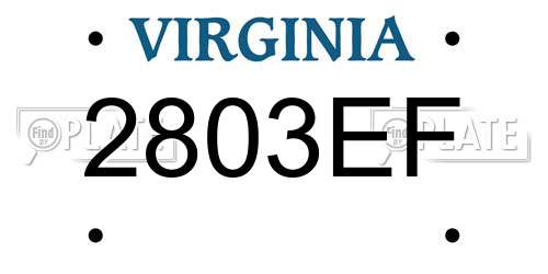 2803EF Virginia License Plate