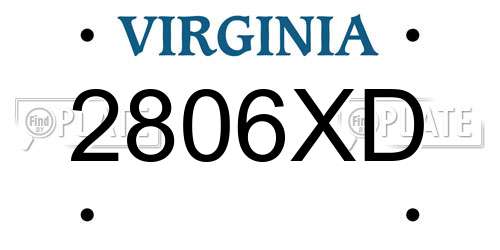 2806XD Virginia License Plate