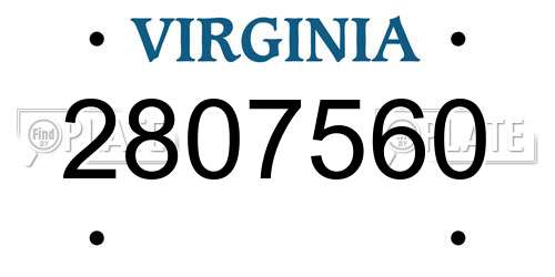 2807560 Virginia License Plate