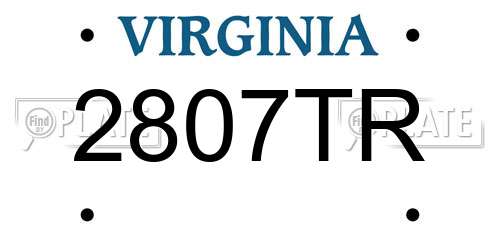 2807TR Virginia License Plate
